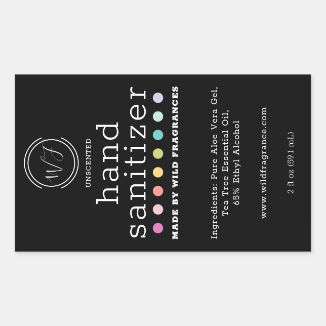 Sticker Rectangulaire Pneukboard Pointe Polka Grand Sanitizer À Main (Devant)