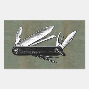 Sticker Rectangulaire Pocket Knife Art vintage