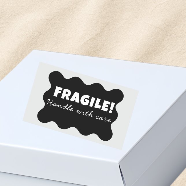 Sticker Rectangulaire Poignée Black Fragile avec soin Business (Créateur téléchargé)
