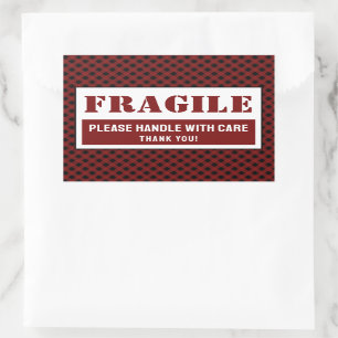 Sticker Rectangulaire Poignée Fragile Avec Emballage Motif Soigné