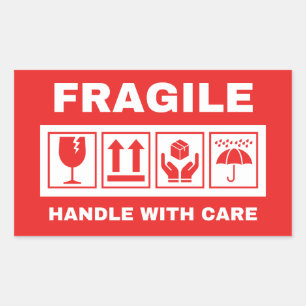 Sticker Rectangulaire Poignée fragile avec soin
