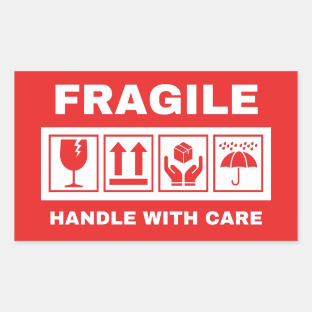 Sticker Rectangulaire Poignée fragile avec soin (Devant)