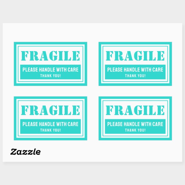Sticker Rectangulaire Poignée fragile avec soin Mailing et emballage (Feuille)