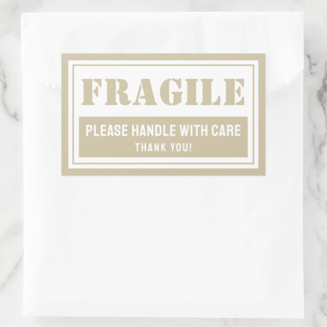 Sticker Rectangulaire Poignée fragile avec soin Mailing et emballage (Sac)