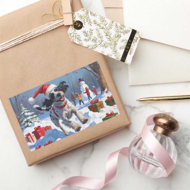 Sticker Rectangulaire Pointeur à poils durs Griffon dans le Casquette de (Cadeaux)