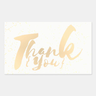 Sticker Rectangulaire Points de Merci de calligraphie d'or sur