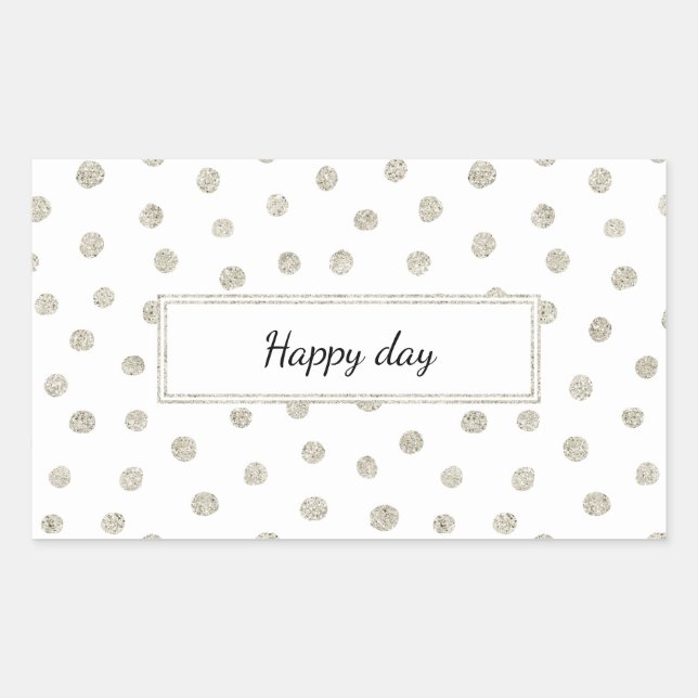 Sticker Rectangulaire Points de parties scintillant en argent (Devant)