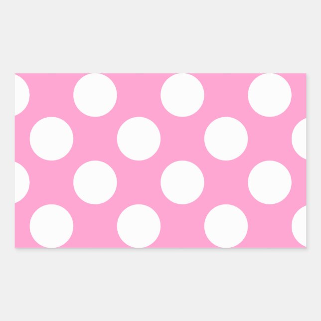 Sticker Rectangulaire Points roses et blancs (Devant)
