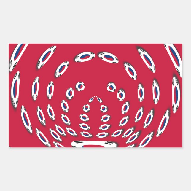 Sticker Rectangulaire Pois du drapeau sud-coréen : une torsion florale (Devant)