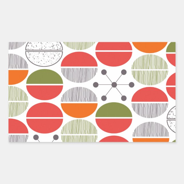 Sticker Rectangulaire Pois géométriques modernes rétro (Devant)