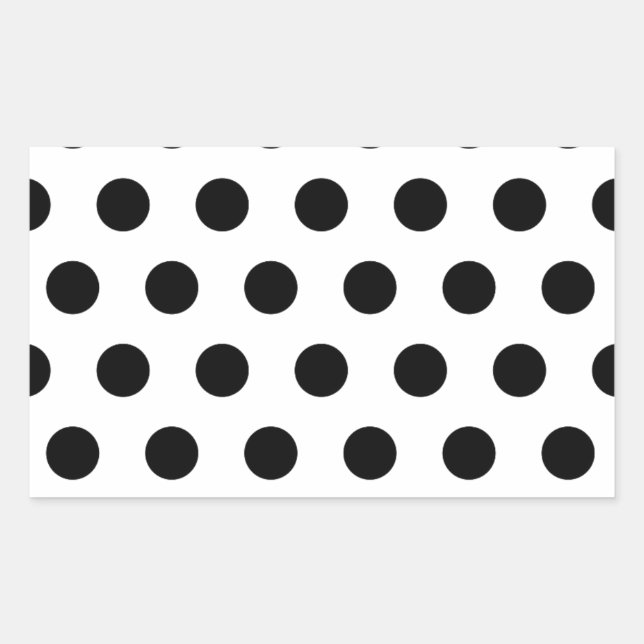 Sticker Rectangulaire Pois noirs et blancs personnalisés (Devant)