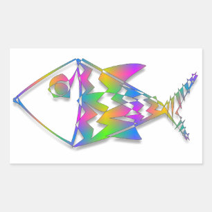 Sticker Rectangulaire Poisson Abstrait