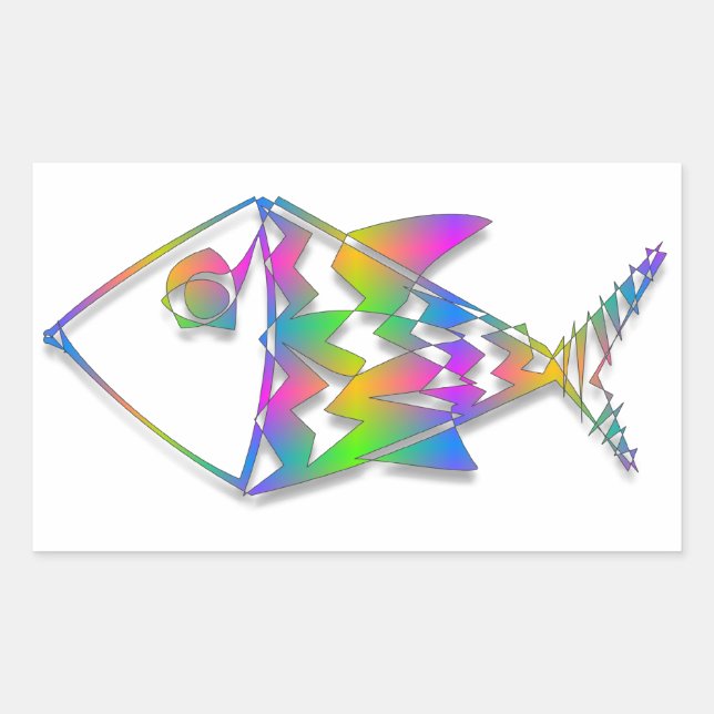 Sticker Rectangulaire Poisson Abstrait (Devant)