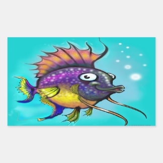 Sticker Rectangulaire Poisson arc-en-ciel