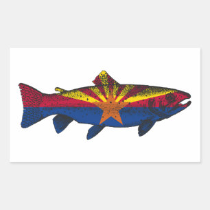 Sticker Rectangulaire Poisson Arizona Drapeau truite