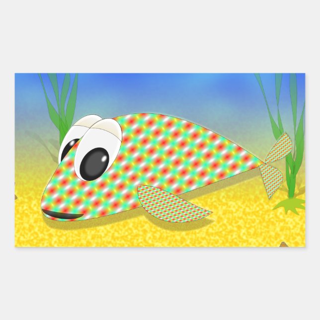 Sticker Rectangulaire Poisson Carton mignon (Devant)