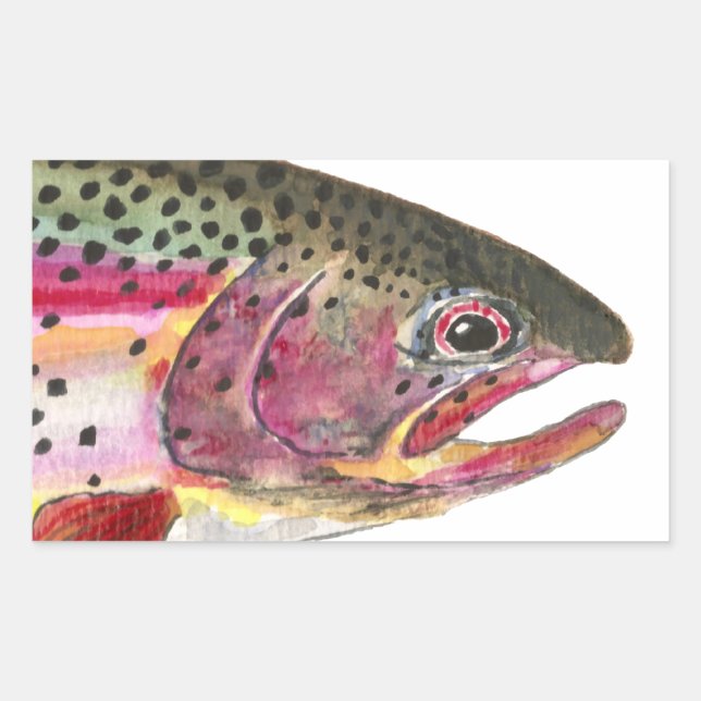 Sticker Rectangulaire Poisson de truite arc-en-ciel (Devant)