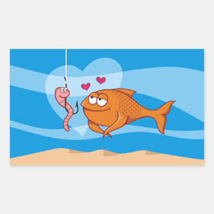 Sticker Rectangulaire Poisson et appât en amour