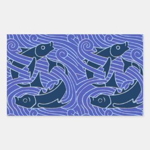 Sticker Rectangulaire Poisson Gras Baignade Océan Bleu Pêche