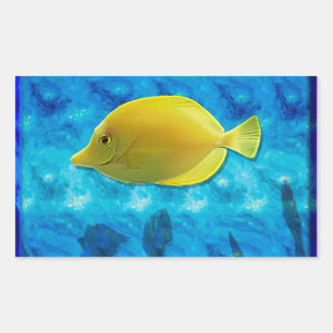 Sticker Rectangulaire Poisson Tropical Jaune