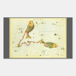 Sticker Rectangulaire Poissons, Constellation Vintage Urania's Mirror