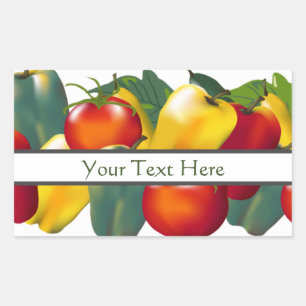 Sticker Rectangulaire Poivrons Bell et tomates