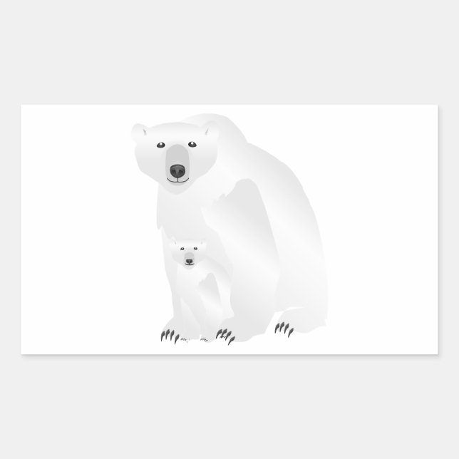 Sticker Rectangulaire Polar Bear Maman et Cub (Devant)