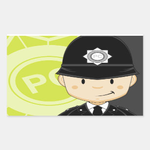 Sticker Rectangulaire Policier mignon des Anglais de bande dessinée