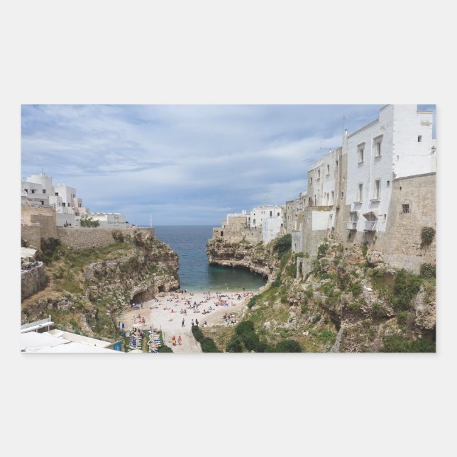 Sticker Rectangulaire Polignano a Mare ville plage rectangulaire autocol (Devant)