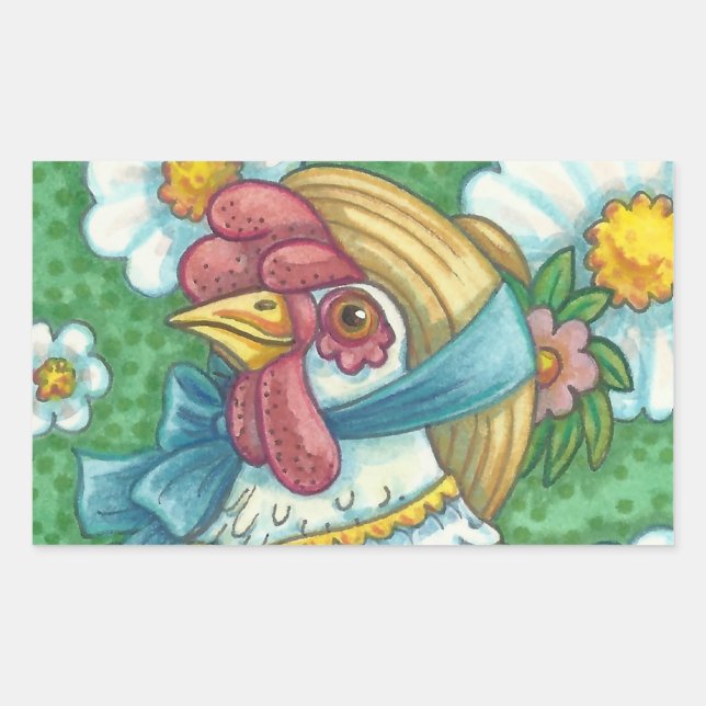 Sticker Rectangulaire POLKA DOT HAUT, BÂTIMENTS EN POULET Rectangle, Feu (Devant)