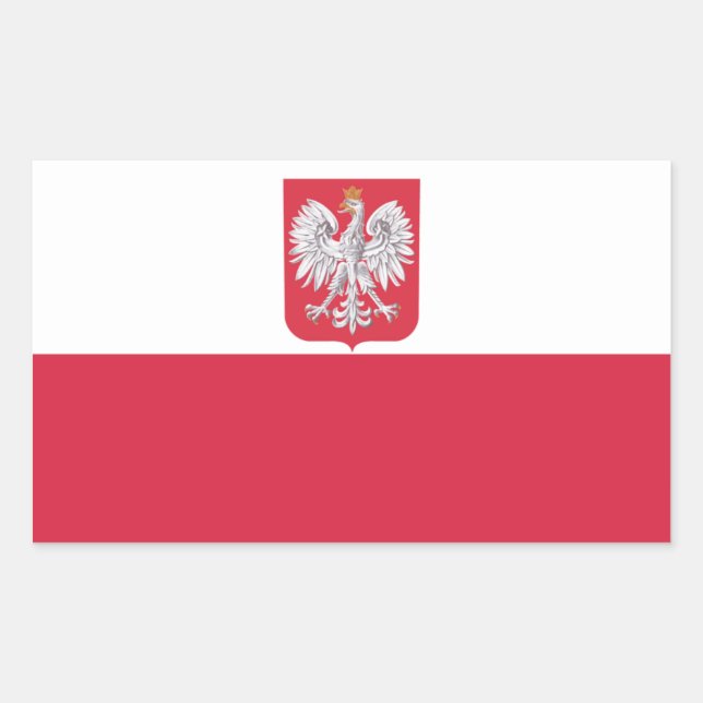 Sticker Rectangulaire Pologne Cimier d'aigle polonais (Devant)