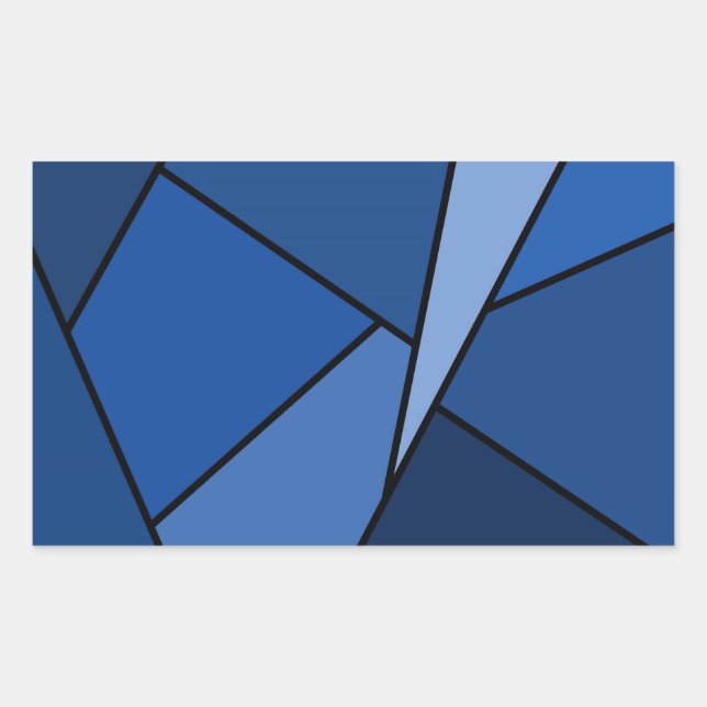 Sticker Rectangulaire Polygones bleus Abstraits (Devant)