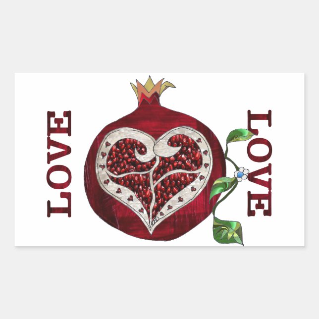 Sticker Rectangulaire Pomegranate Heart LOVE Valentine (Devant)