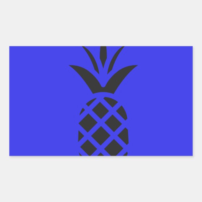 Sticker Rectangulaire Pomme à pin noir en bleu (Devant)