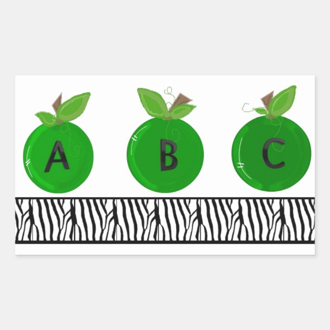 Sticker Rectangulaire Pommes vertes avec bordure d'impression Zebra (Devant)