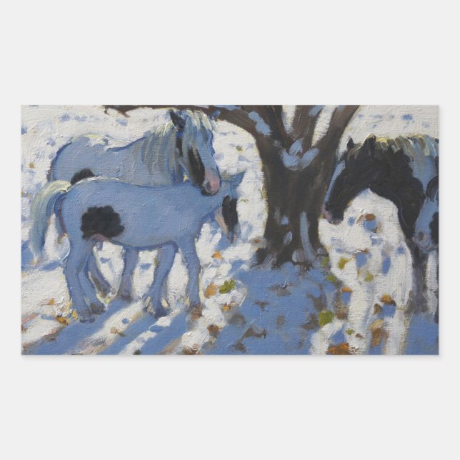 Sticker Rectangulaire Ponies de chaume en hiver 2012 (Devant)