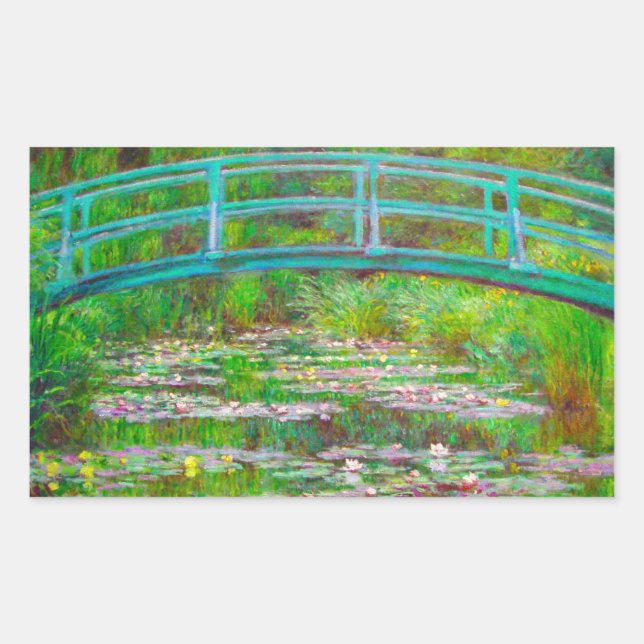Sticker Rectangulaire Pont japonais Monet et nappes d'eau (Devant)