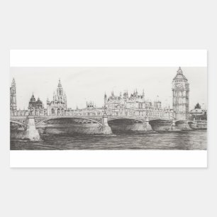 Sticker Rectangulaire Pont Londres R-U de Westminster. 30/10/2006