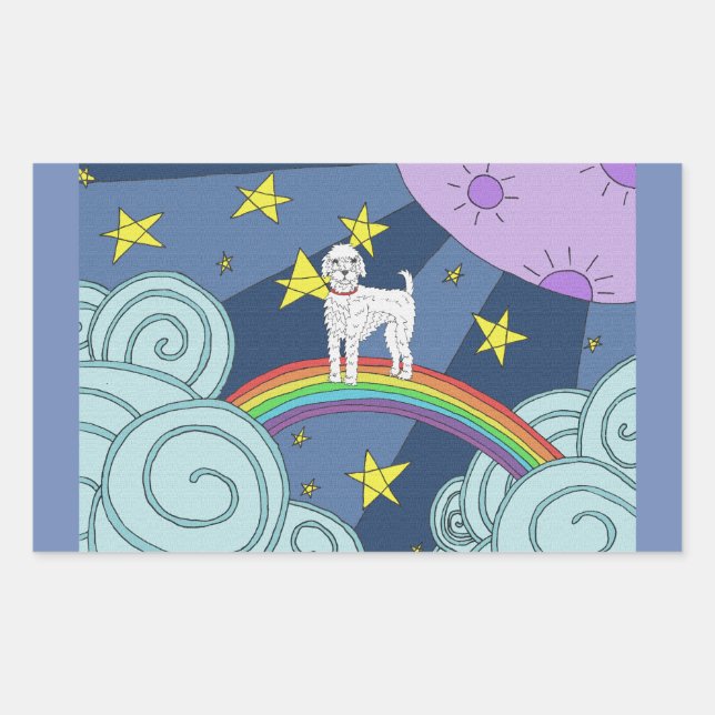 Sticker Rectangulaire Poodle En Dreamland (Devant)