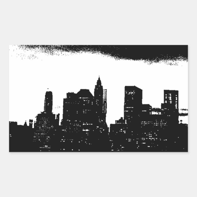 Sticker Rectangulaire Pop Art Black White New York City (Devant)
