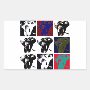 Sticker Rectangulaire Pop Art Elephants