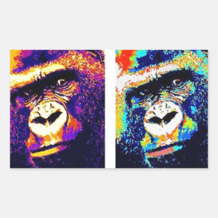 Sticker Rectangulaire Pop Art Gorillas