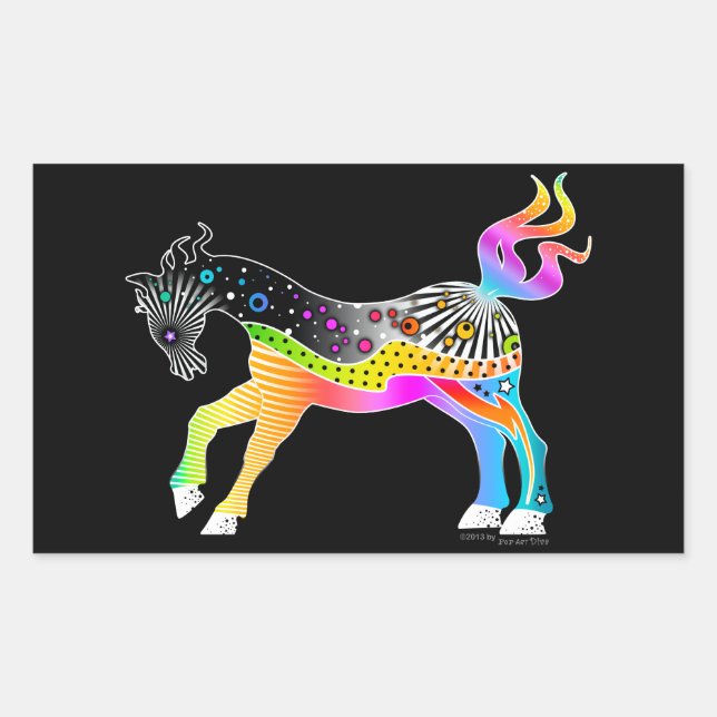 Sticker Rectangulaire Pop Art HORSE (Devant)