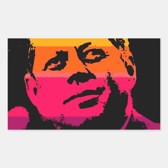 Sticker Rectangulaire Pop Art Jack JFK John F. Kennedy (Devant)