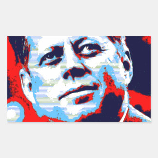 Sticker Rectangulaire Pop Art JFK John F. Kennedy Red Blue