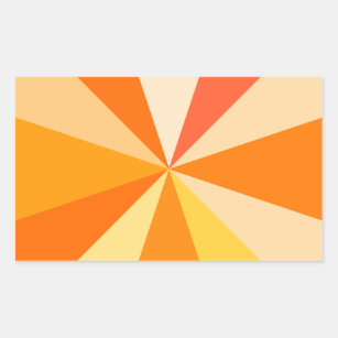 Sticker Rectangulaire Pop Art Modern 60s Funky Geometry Rays in Orange