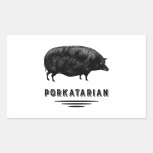 Sticker Rectangulaire Porkatarian - Porkatarian - Cochon Vintage