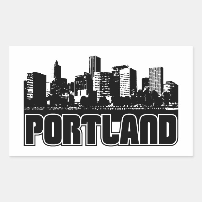 Sticker Rectangulaire Portland Skyline (Devant)