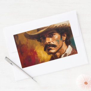 Sticker Rectangulaire Portrait art mexicaine casquette mode man bold