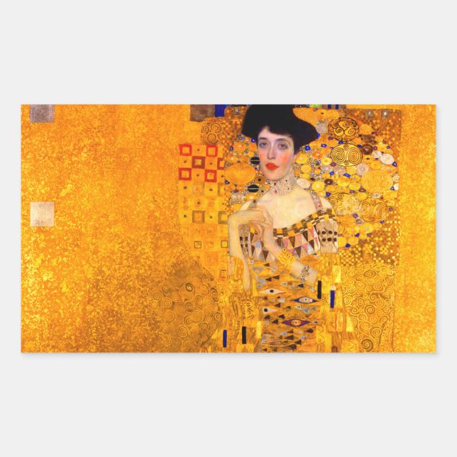 Sticker Rectangulaire Portrait d'Adèle Bloch-Bauer par Gustav Klimt (Devant)